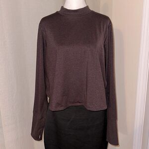 cozecore 2X for Old Navy Plum Wine Cropped Crewneck Fleece Pullover Sweatshirt